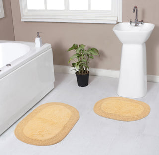 Double Ruffle Collection Bath Rugs Set, 2 Piece Set, Butter
