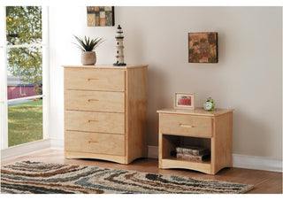 Wooden Night Stand With Bottom Shelf, Natural Brown