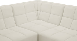Relax Velvet Upholstered 5-Piece L-Shaped Modular Sectional, Cream