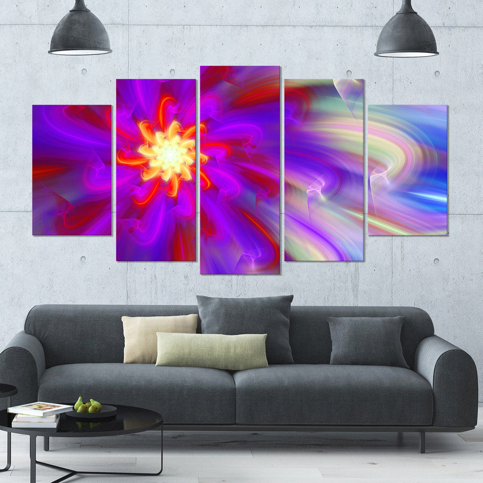Beautiful Purple Flower Petals, Large Floral Canvas Art Print, 60"x32", 5 Panels