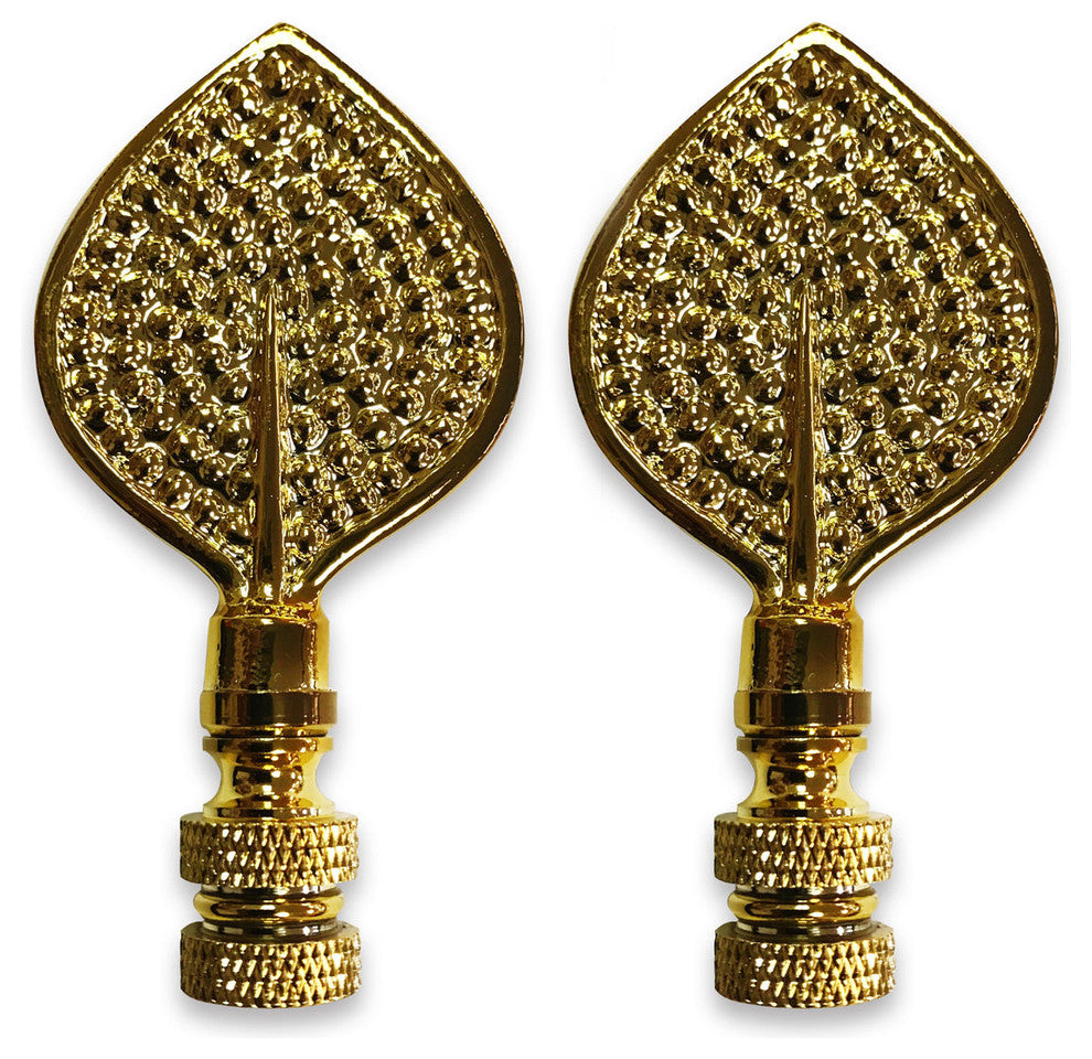 Royal Designs Birch Leaf Finial, Polished Brass, Set of 2