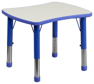 Blue Plastic Height Adjustable Activity Table With Gray Top
