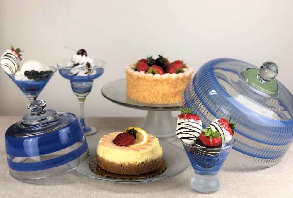 Retro Stripe Blue Cake Dome
