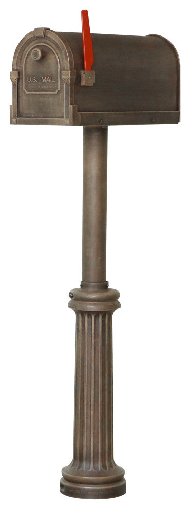 Savannah Curbside Mailbox With Bradford Direct Burial Mailbox Post, Copper
