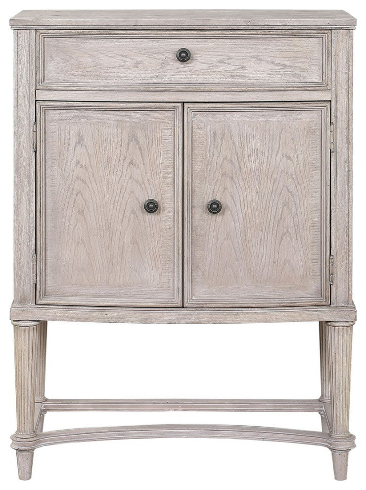 Benzara BM252298 Wine Cabinet With 2 Doors and Lift Top Storage, Antique White