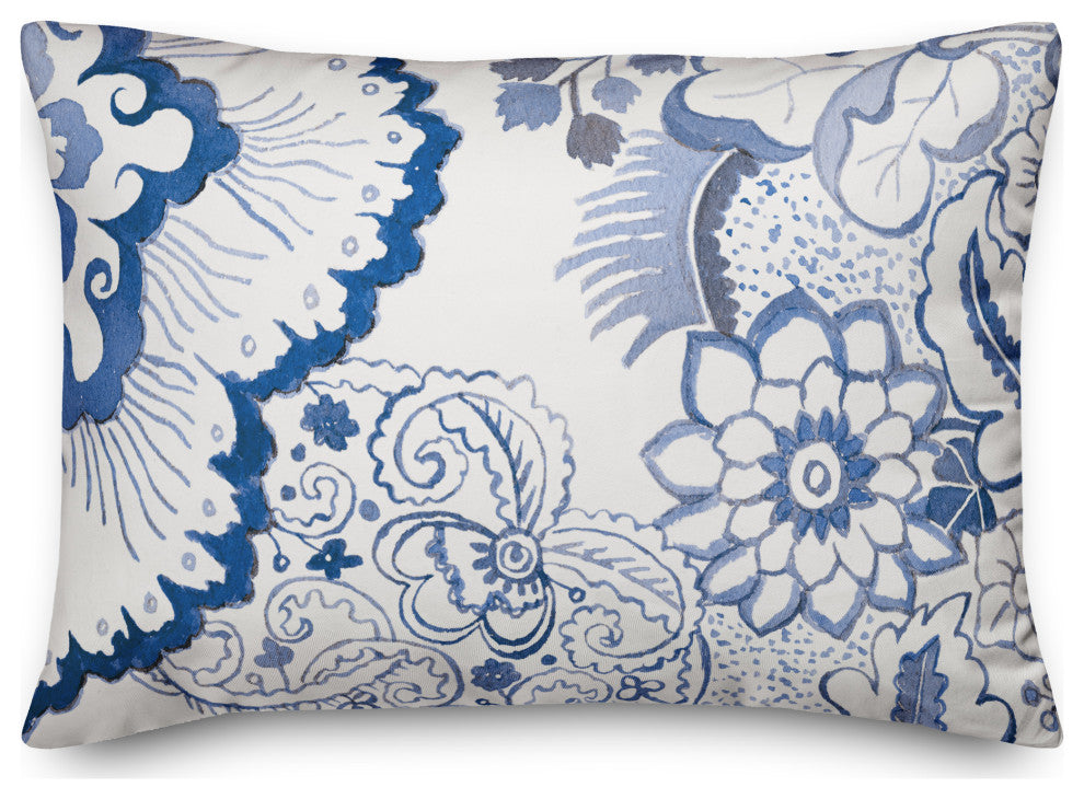 Blue Paisley Pattern 14x20 Spun Poly Pillow