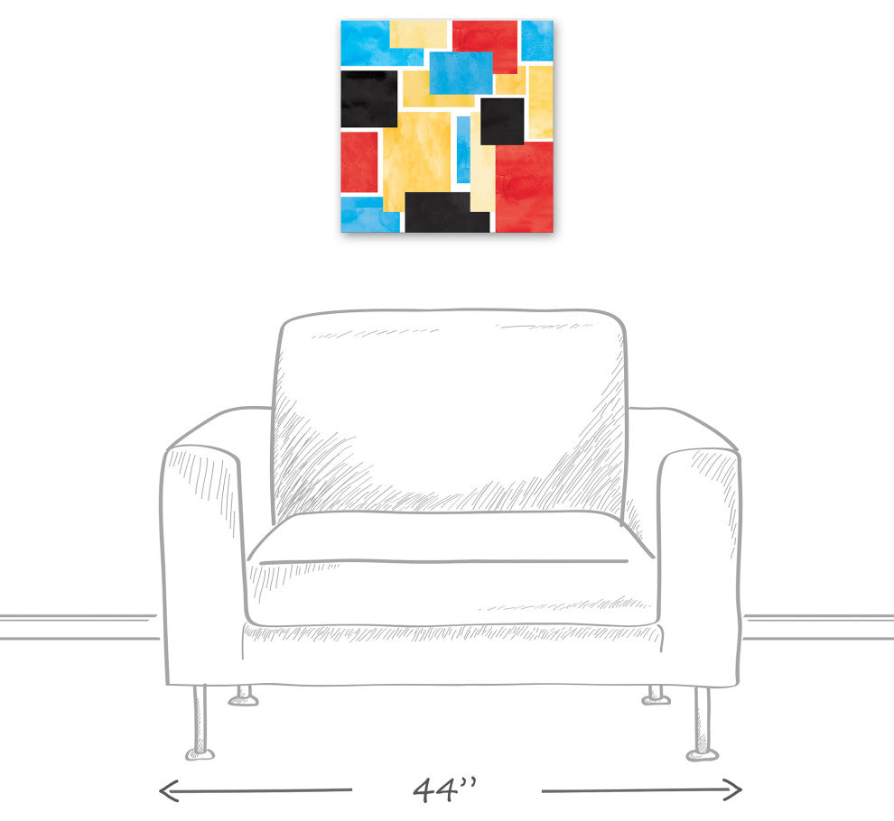 Colorful Primary Abstract 16"x16" Canvas Wall Art