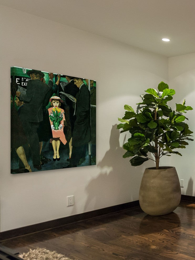 "Subway Girl and Easter Lily" Print on Canvas by George Hughes