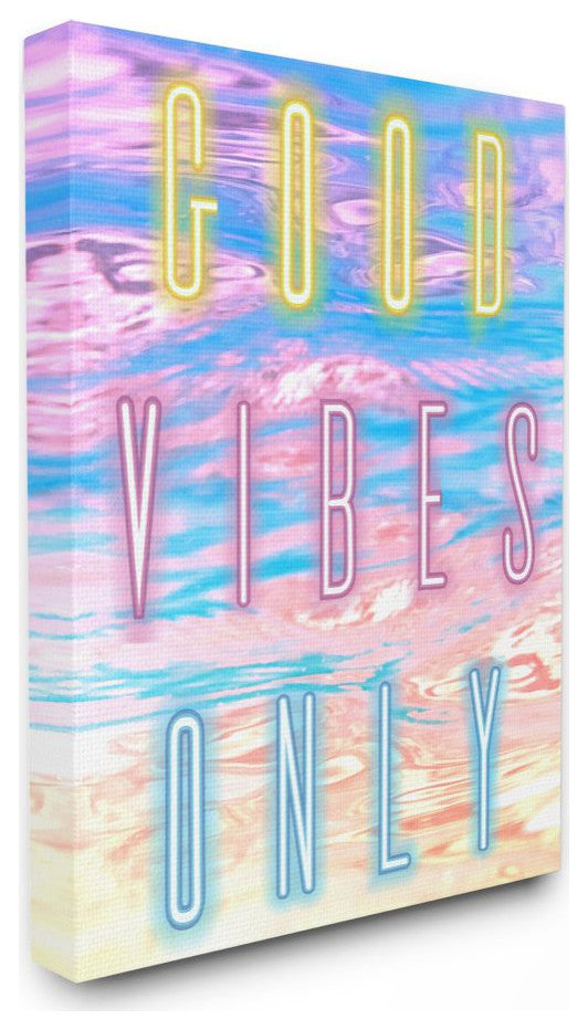 Neon Good Vibes Only Phrase over Colorful Clouds24x30