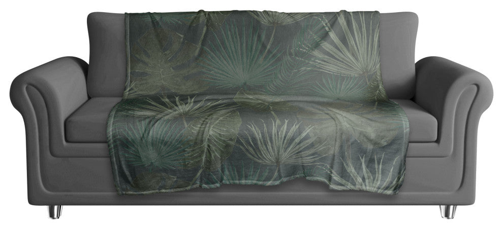 Tropical Palm Gray 50x60 Coral Fleece Blanket