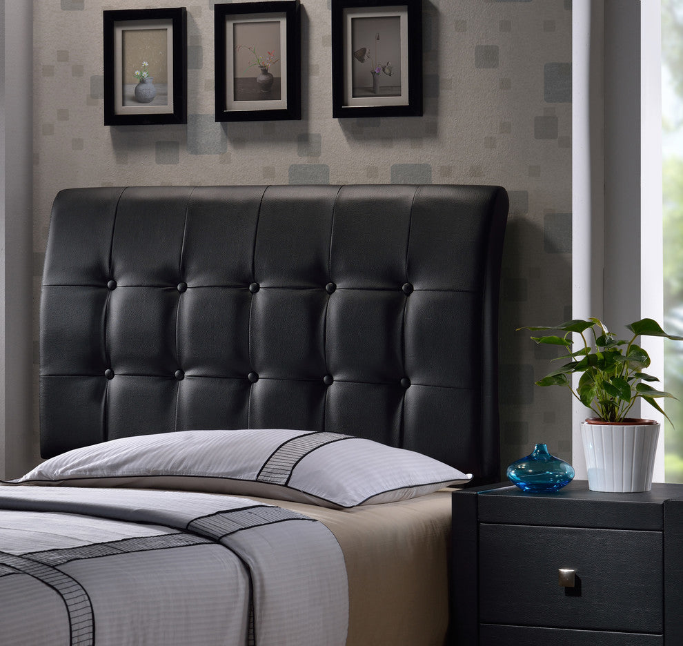 Lusso Headboard Set, Queen, Black Faux Leather