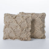 GDF Studio Jucar Handcrafted Boho Fabric Pillow, Ivory, Set of 2