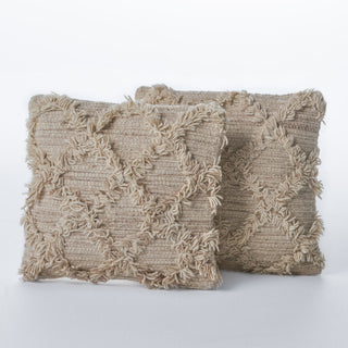 GDF Studio Jucar Handcrafted Boho Fabric Pillow, Ivory, Set of 2