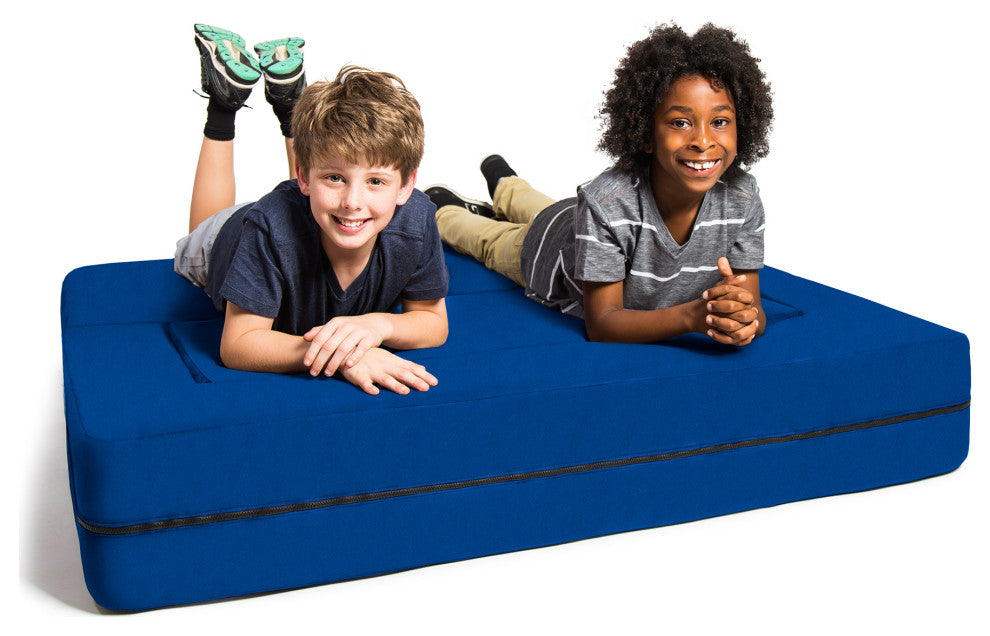 Zipline Big Kids Modular Sofa and Ottoman, Blueberry