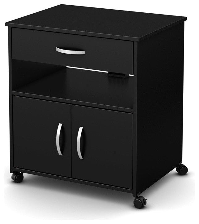 South Shore Axess Printer Cart On Wheels, Pure Black
