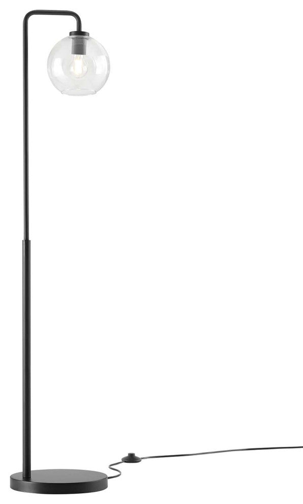 Silo Glass Globe Glass and Metal Floor Lamp, Black