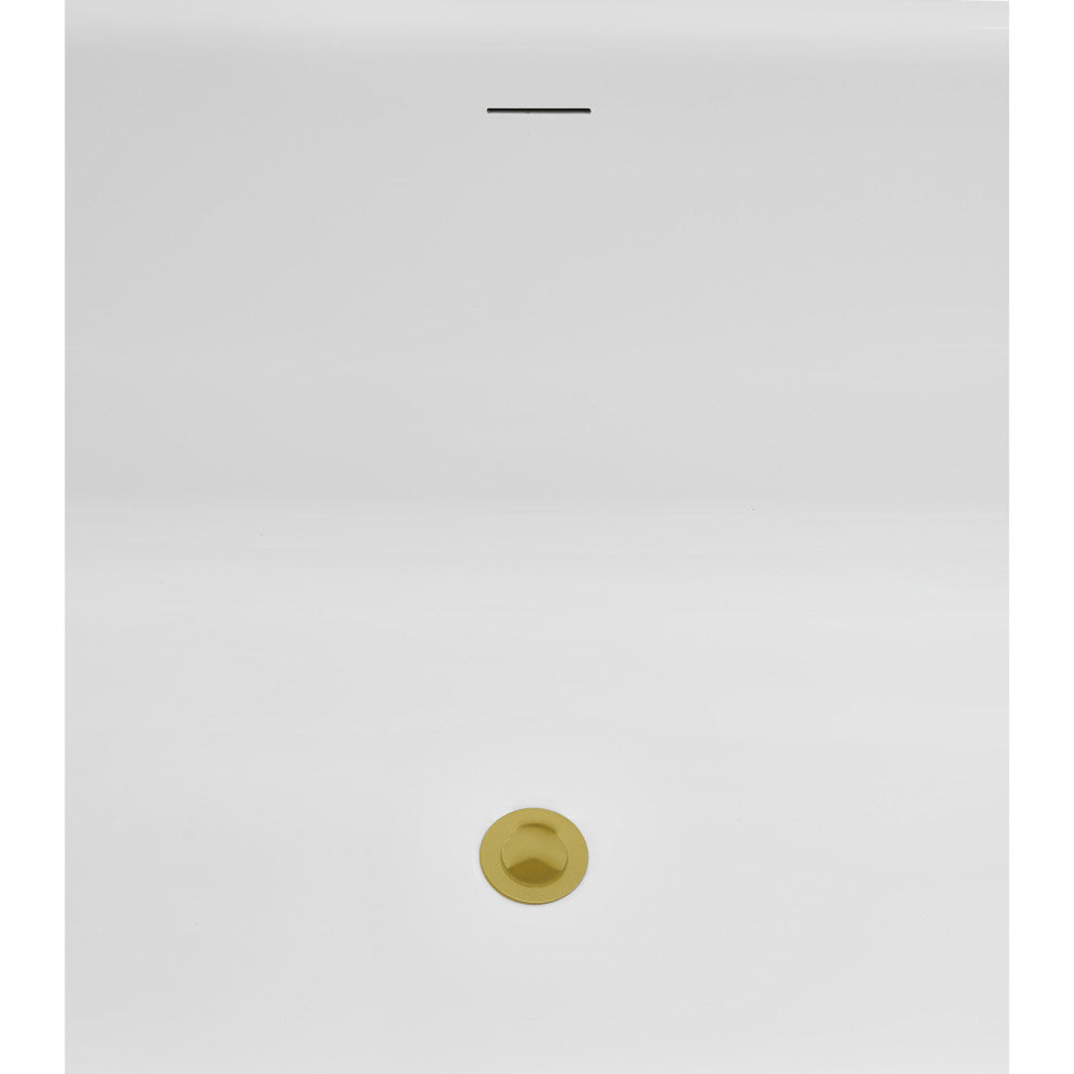 59" Streamline N5000BGL Soaking Freestanding Tub, Tray, Drain, Brushed Gold