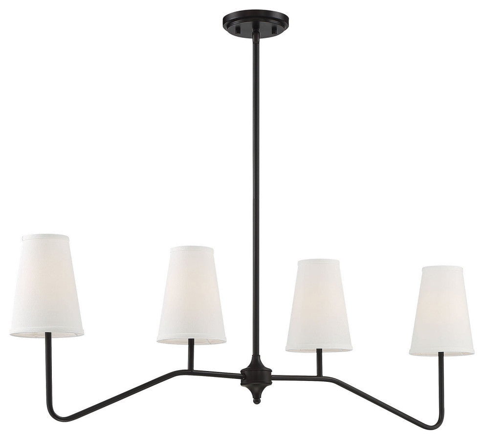 4-Light Linear Chandelier, Matte Black, Oil Rubbed Bronze