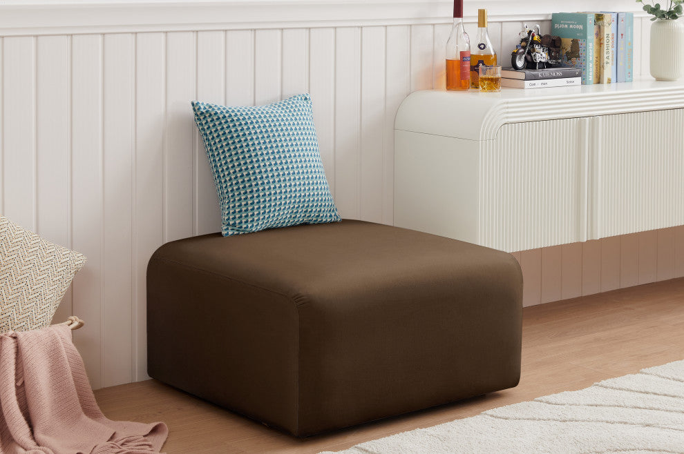 Arc Upholstered Modular Component, Brown, 1-Piece: Ottoman, Velvet