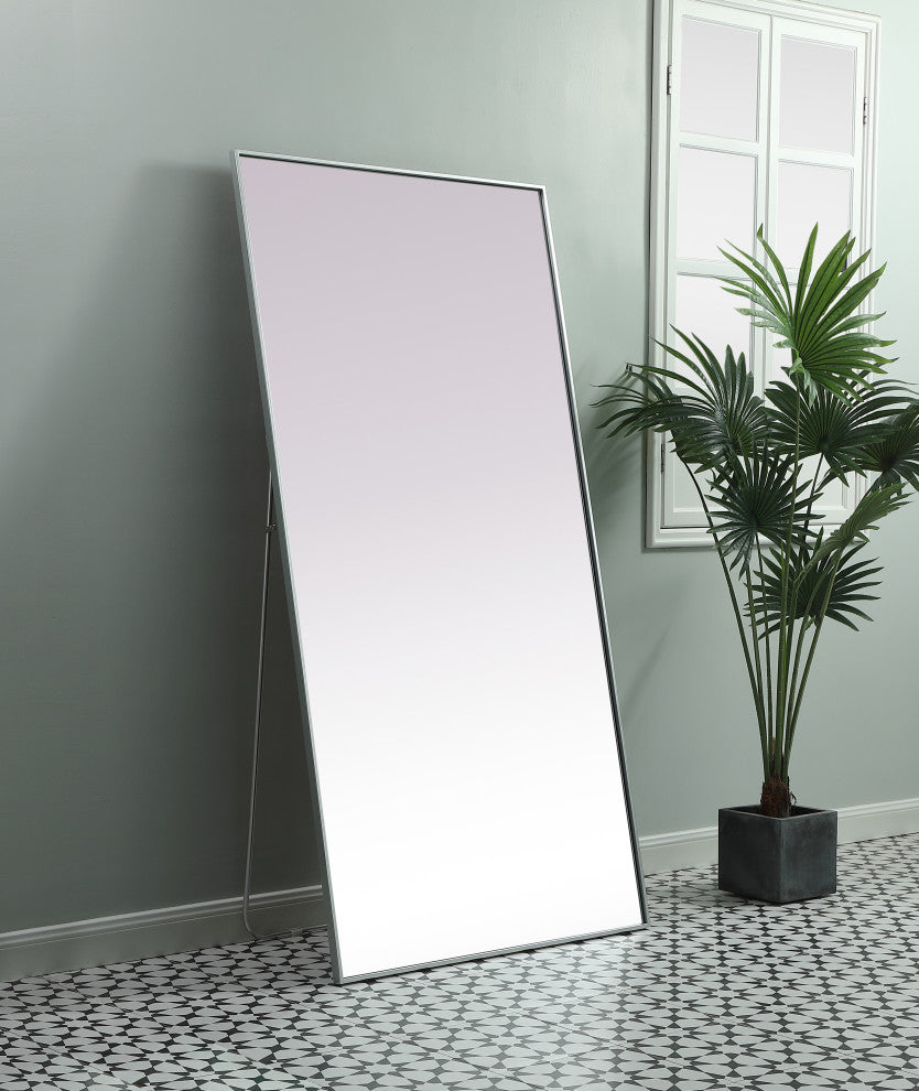 Metal Frame Rectangle Full Length Mirror 36X72 Inch, Silver