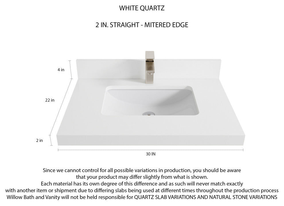 Sonoma Teak 30 Single Sink Bath Vanity in Golden Teak with 2" White Quartz