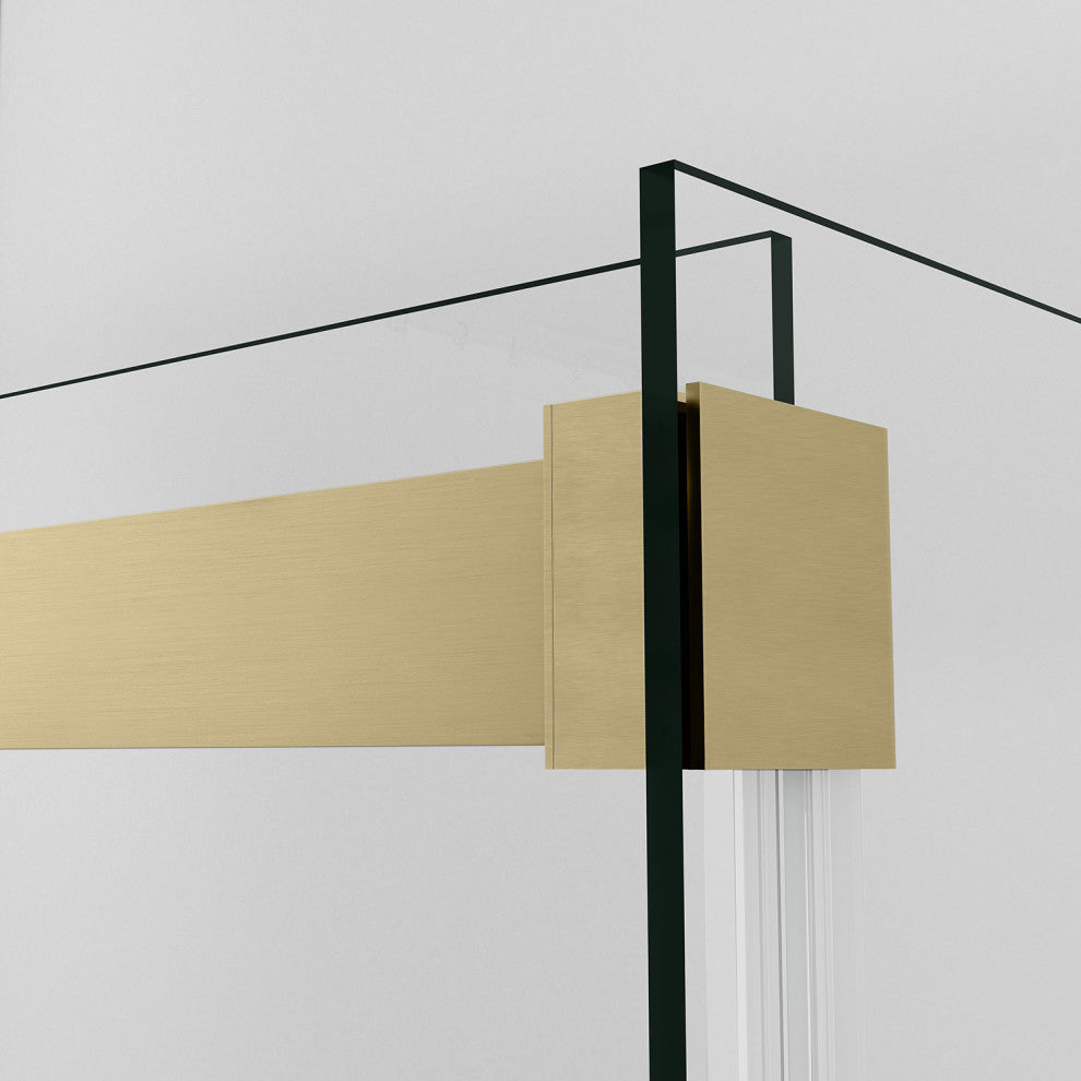 Spezia 60" W x 76" H Sliding Frameless Shower Enclosure, Brushed Gold, 60" W X 76" H