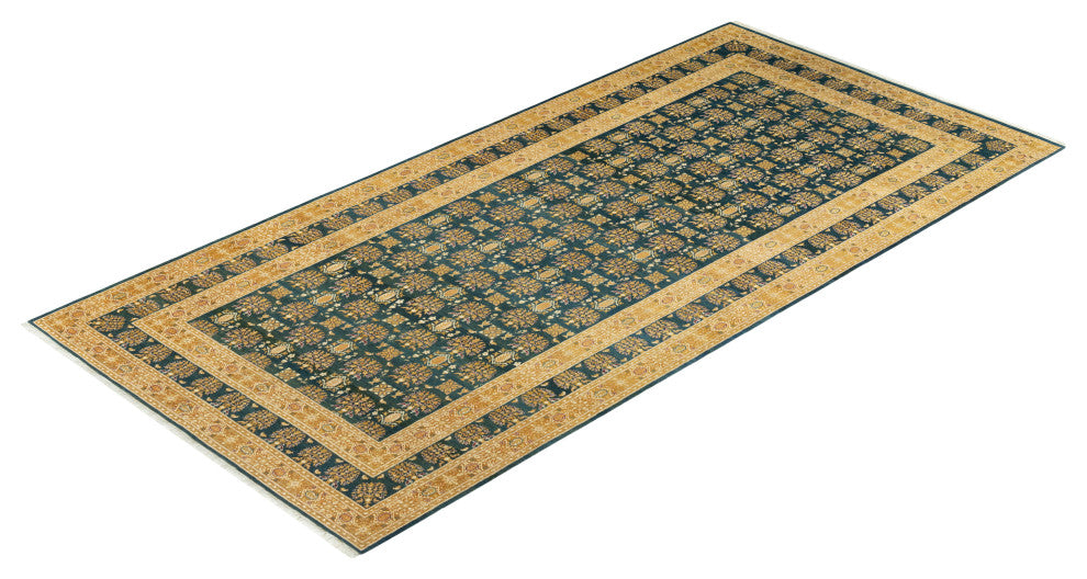 Mogul, One-of-a-Kind Hand-Knotted Runner Green, 6'2"x12'9"