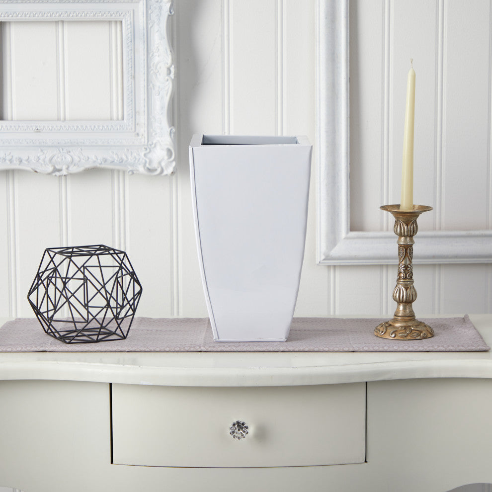 Nearly Natural 13" Tapered Square Metal Planter