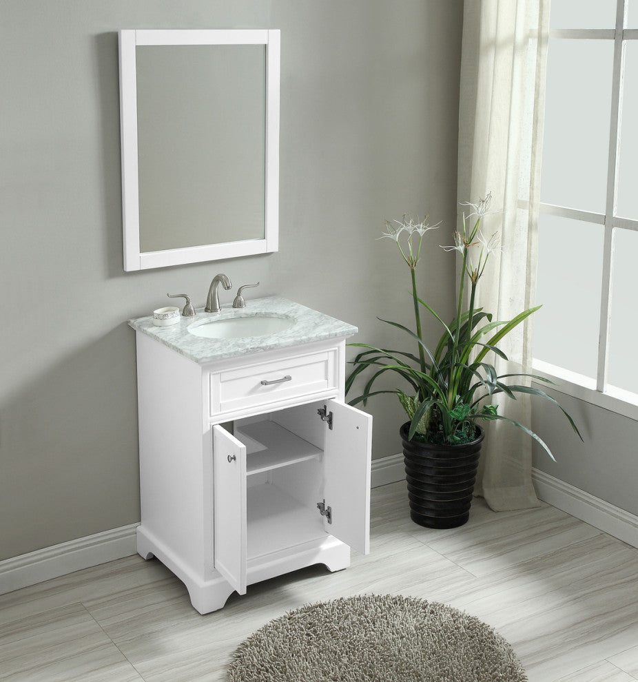 Amber Single Bathroom Vanity, Blue, White, 24"