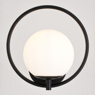 Bucktown 1-Light Mid-Century Modern Wall Sconce White Globe Glass, Matte Black