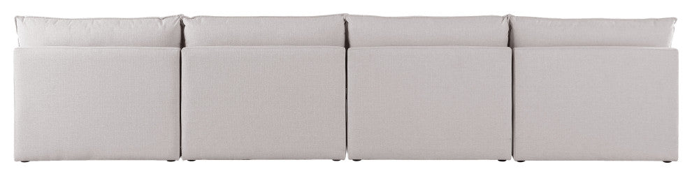 Mackenzie Linen Textured Fabric Upholstered 4-Piece Modular Sofa, Beige