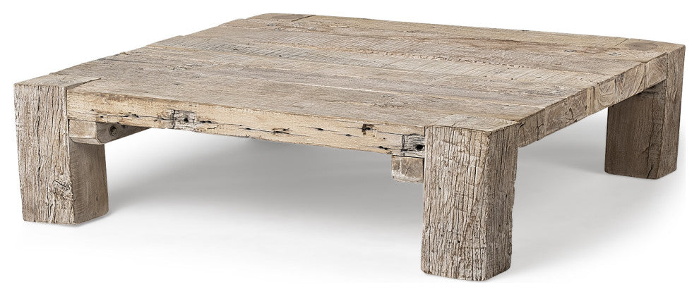 48" Natural Rectangular Distressed Coffee Table