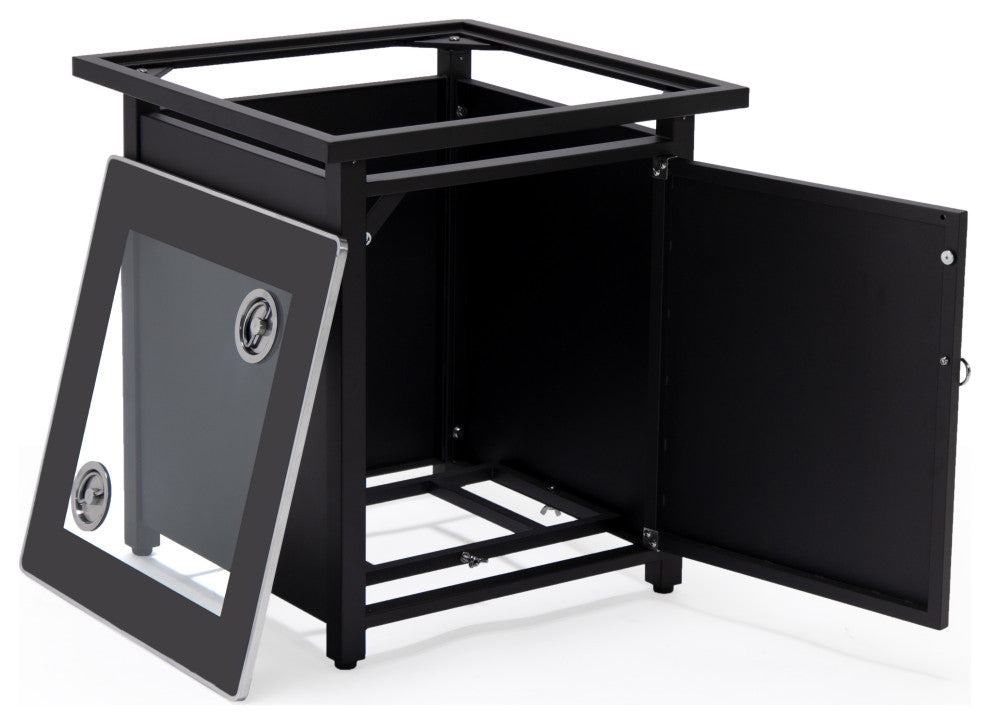 LeisureMod Walbrooke Square Fire Pit Table and Tank Holder, Black