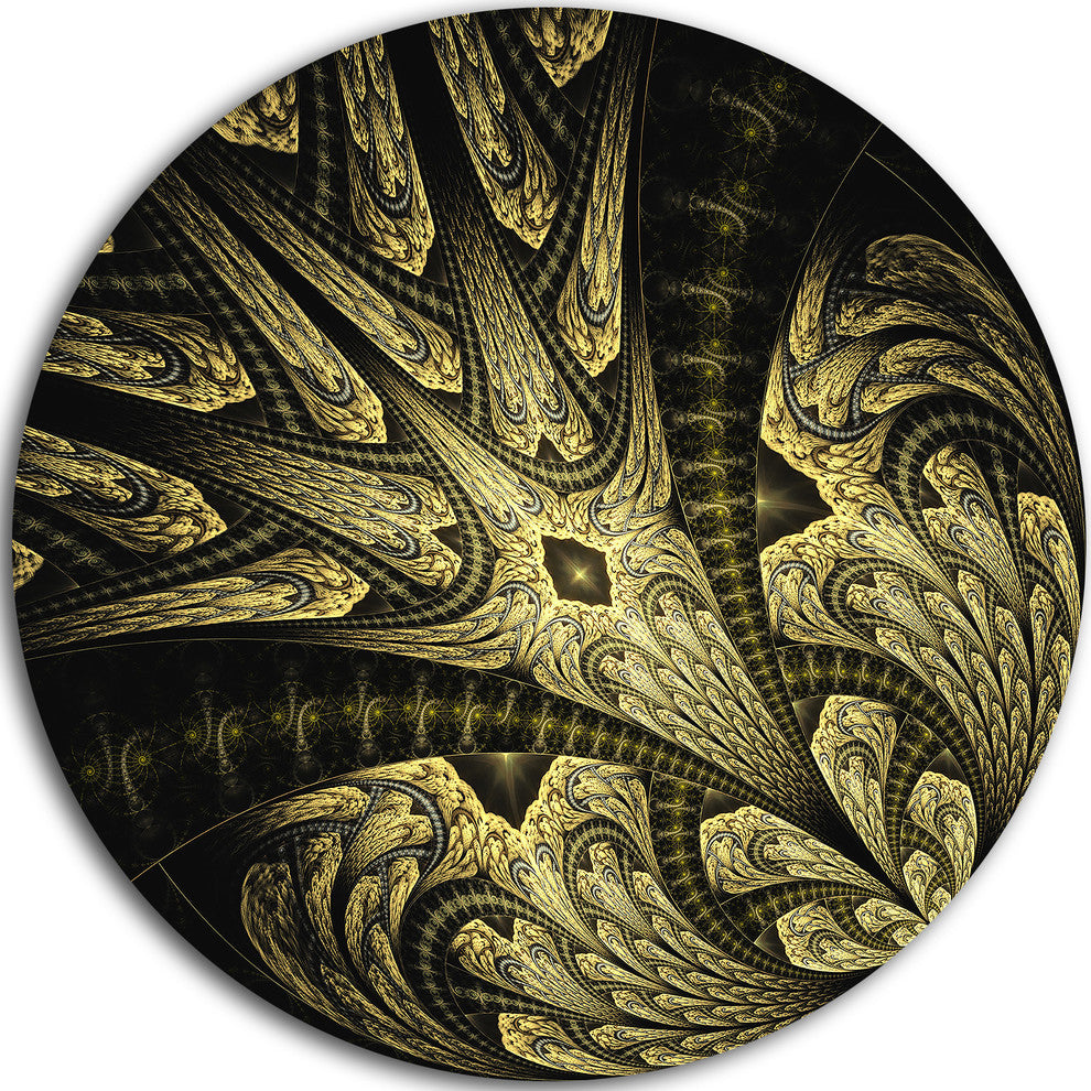 Symmetrical Yellow Long Petal Flower, Floral Disc Metal Wall Art, 36"