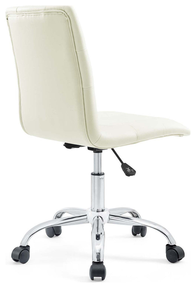 Modern Contemporary Office Chair, White Faux Leather