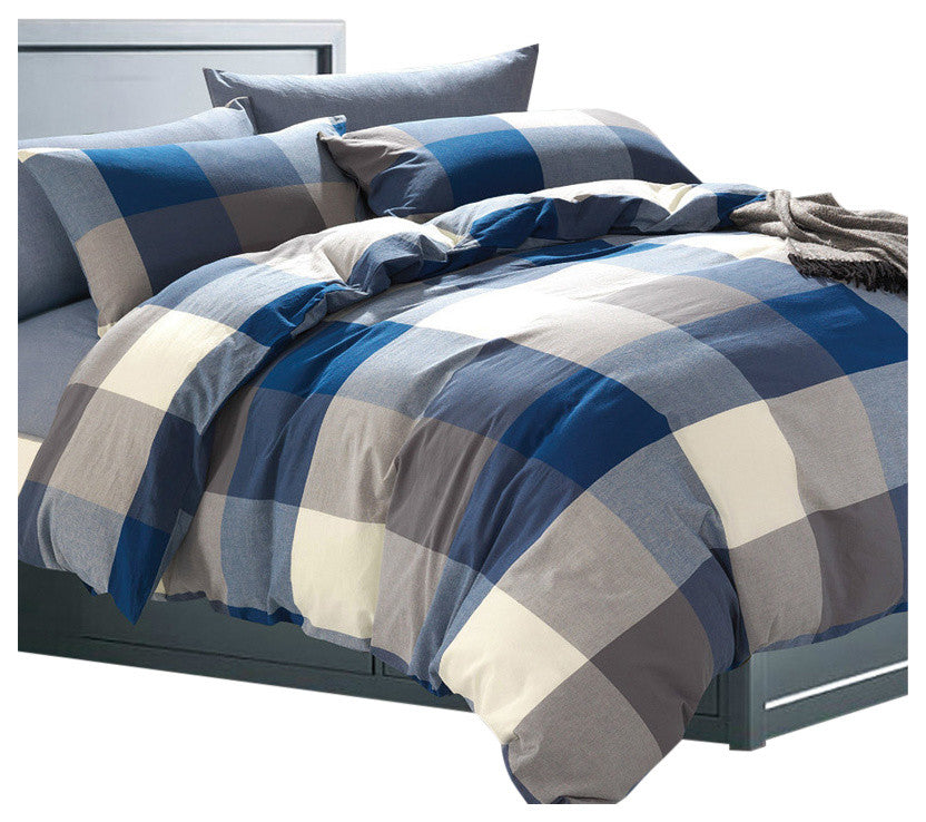 Buffalo Washed Cotton 3-Piece Duvet Set, Royal Blue, King