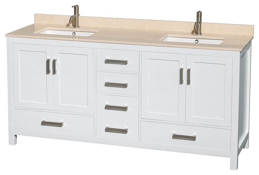 Wyndham WCS141472DWHIVUNSM24 72 Inch Double Bathroom Vanity in White