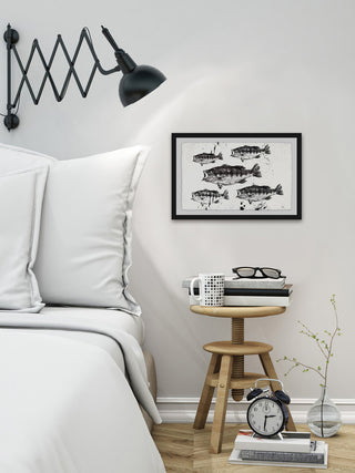 "Black and White Fish" Framed Painting Print, 45"x30"