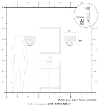 Stratton 2 Light Brushed Nickel ADA Sconce with Hand Crafted Off-White Shade