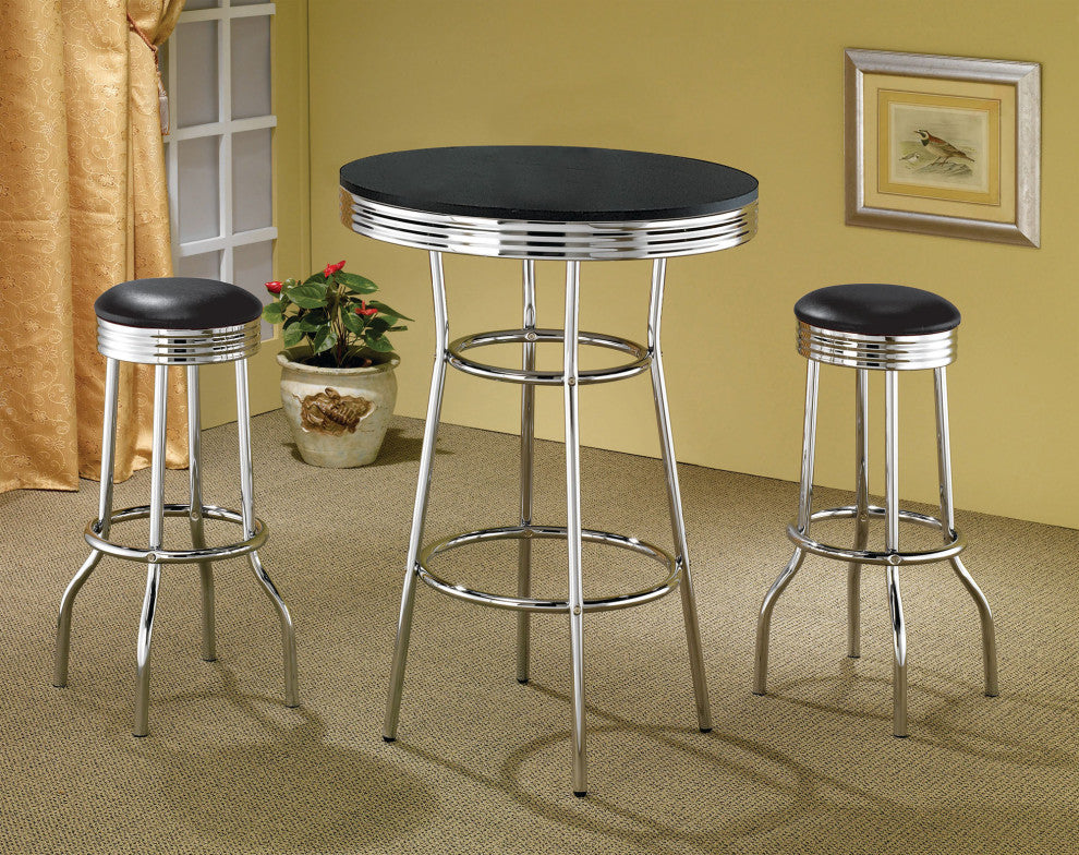 Set of 2 Upholstered Top Bar Stools, Black