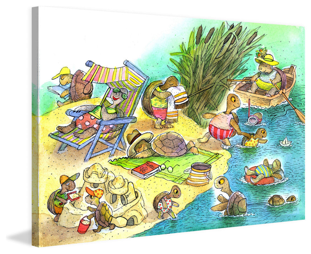 "Turtle Beach Party" Painting Print on Wrapped Canvas