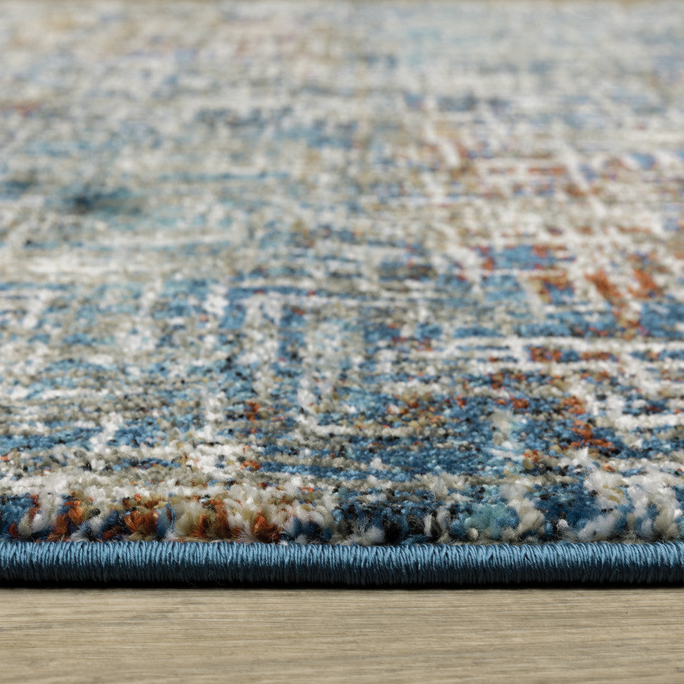 Vander Casual Chaos Blue/Multi Power-Loomed Area Rug, 3'10"x5'5"