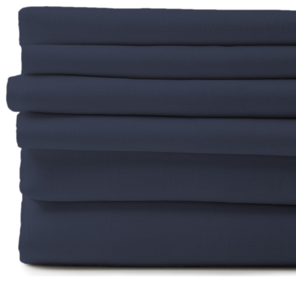 1800 Count 6-Piece Egyptian Cotton Deep Pocket Sheets, Navy, Queen