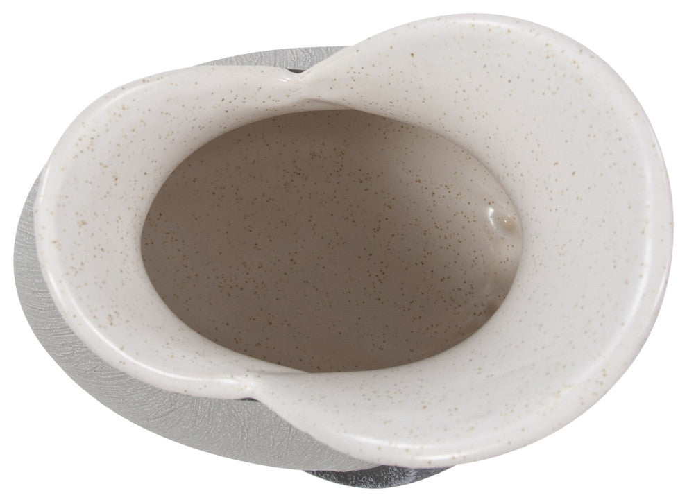 Modern Organic Two Tone Gray Speckle Low Ceramic Vase