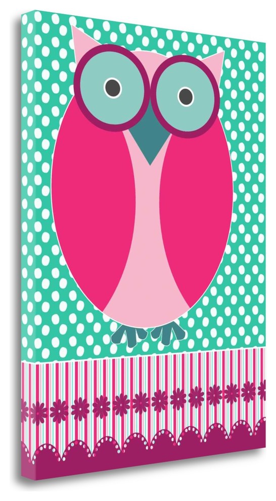 "Owl" By Linda Woods, Giclee Print on Gallery Wrap Canvas, Ready to Hang