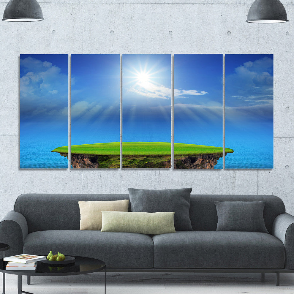Blue Sky and Sun Shining, Landscape Canvas Art Print, 60"x28", 5 Panels