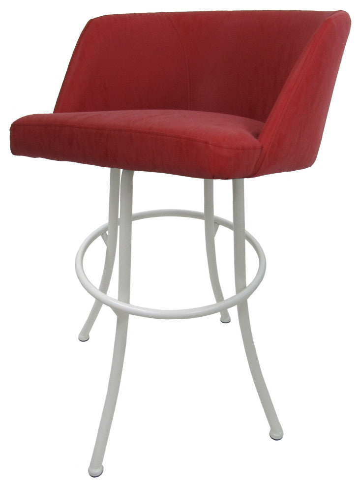 Joey Swivel Metal Stools, Set of 3, Ruby, White, 26"