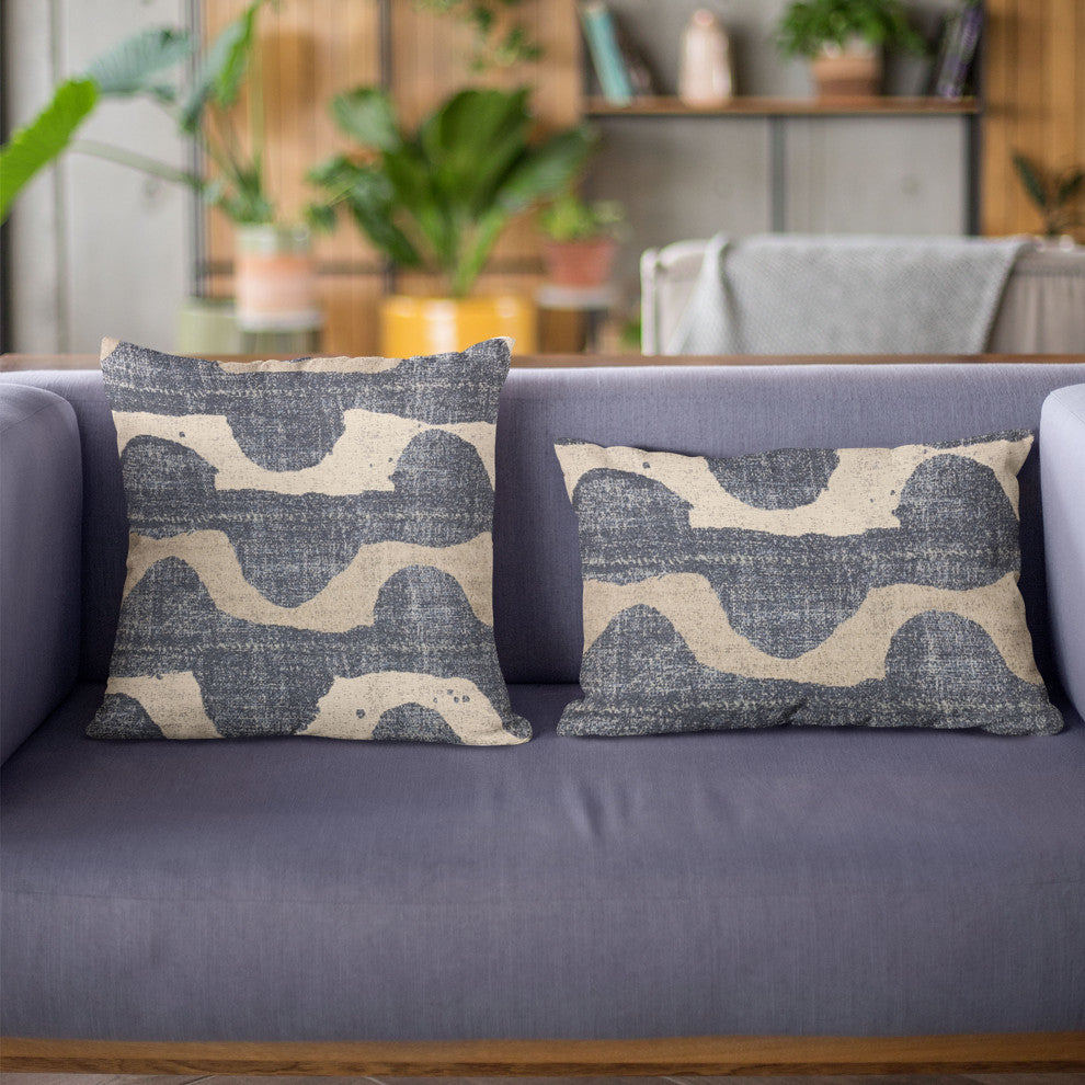 Plutus Blue Shore Stripe Luxury Throw Pillow, 22"x22"