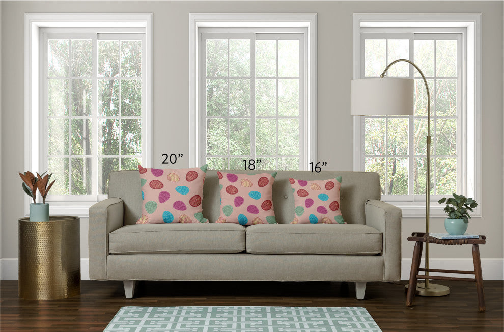 Egg Hunt Easter Indoor/Outdoor Throw Pillow, Sunwashed Red, 20x20"