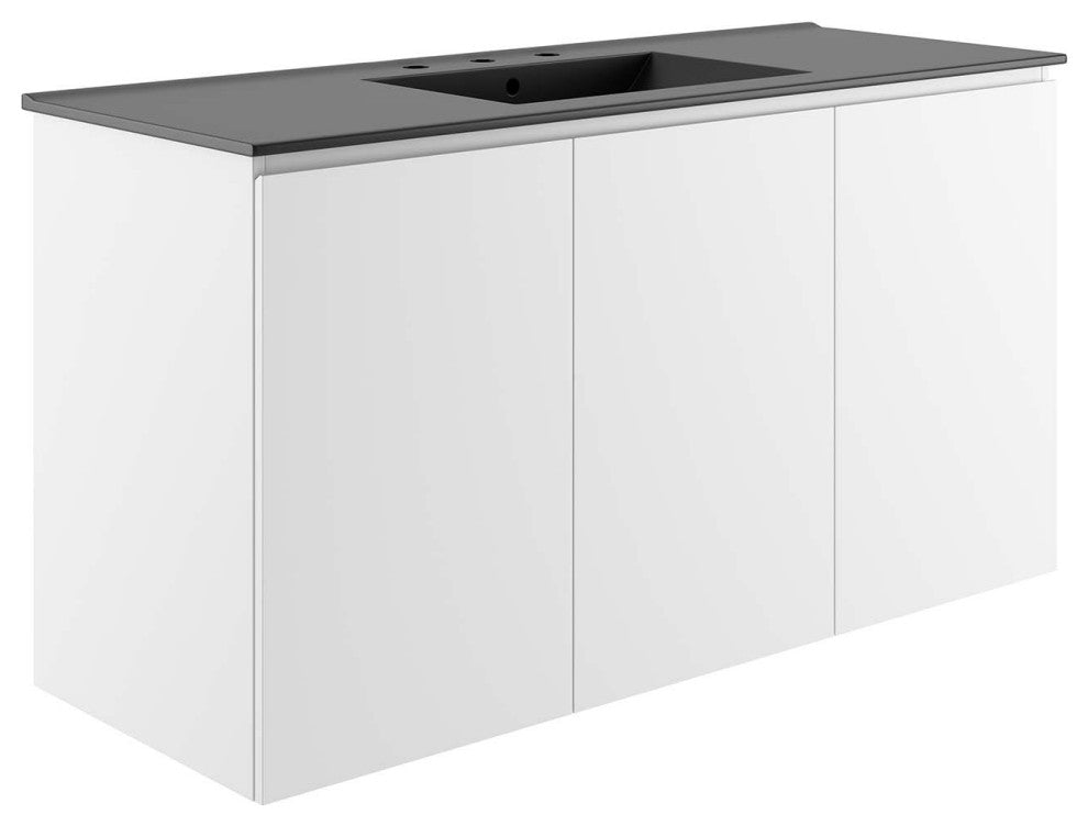 Bryn 48" Wall-Mount Bathroom Vanity, White Black